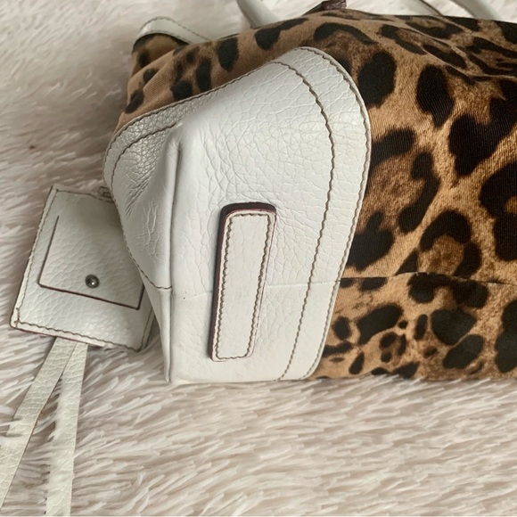 Vintage Dolce & Gabbana Leopard Print Satchel/Bag with Off White Leather Trim - Picture 5 of 15